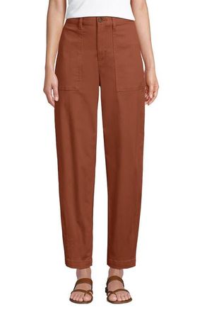 Lands End High Rise Barrel Leg Chino Pants in Rich Ginger Brown at Nordstrom, Size 12Short
