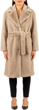 Herno Zacht Imitatiebont Jas met Riem - Dames - Jas met riem - Beige - L - Polyester - Jassen