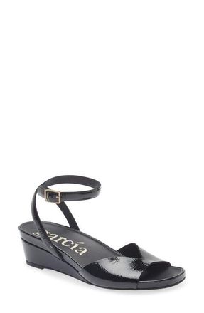 Pedro Garcia Wamika Leather Wedge Sandal in Black Castoro Naplack at Nordstrom, Size 10.5Us