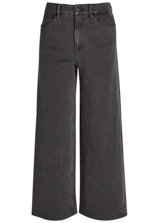 Good American Jeanius Cropped Wide-leg Sweatpants - Black - 32 (W32 / UK14-16 / L)