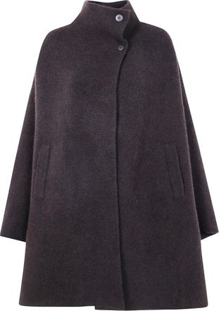 Boboutic button-up funnel-neck coat - women - Wool - S - Brown