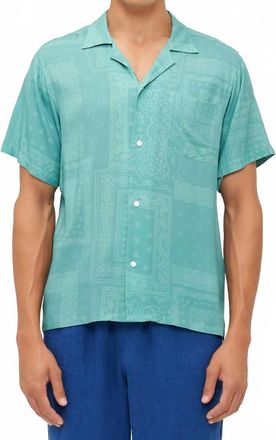 Bather Tonal Bandana Camp Shirt In Teal