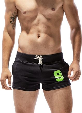 SEOBEAN Mens Low Rise Sports Soft Running Training Short Pants L(79-84cm), 2906 Black