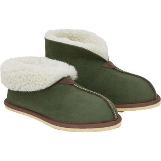 Celtic & Co. Ladies Shearling Bootee Slippers in Moss at Nordstrom, Size 11