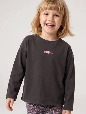 Vertbaudet Langarmshirt f&uuml;r M&auml;dchen personalisierbar anthrazit