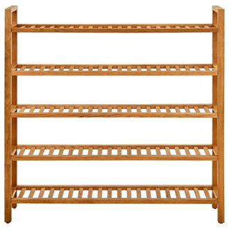 Berkfield Home Shoe Rack with 5 Shelves 100x27x100 cm Solid Oak Wood in Brown | Size: 100 x 27 x 100 cm