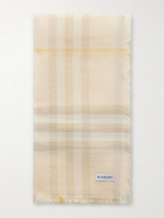 Burberry Sciarpa In Lana A Quadri Con Frange - Neutri