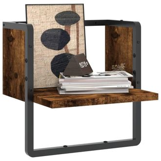 Berkfield Home Wall Shelf with Bar Smoked Oak 30x25x30 cm in Brown | Size: 30 x 25 x 30 cm