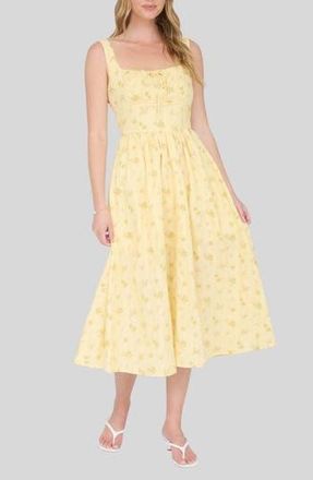 Blu Pepper Floral Cotton Midi Sundress in Butter Yellow Multi at Nordstrom Rack, Size Medium