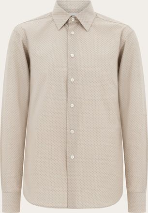 Ferragamo Men Micro-patterned shirt Beige