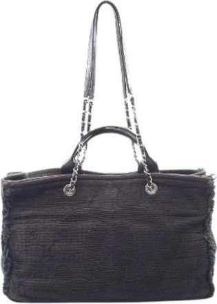 Chanel Pre-owned Coco Mark Large Shopping 2way Tote Bag - Dames - Vintage Shopper - Zwart - ONE Size - Leer - Vintage