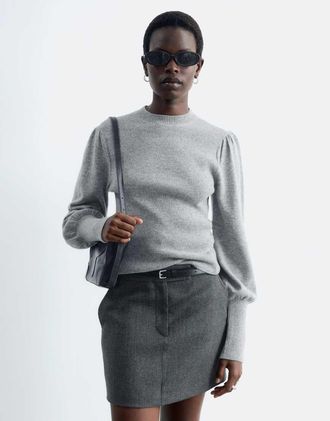 & Other Stories top in pura lana con maniche a palloncino grigio