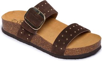 Plakton Claire Double Strap Slide Sandal in Brown Studded Suede at Nordstrom Rack, Size 10Us / 41Eu