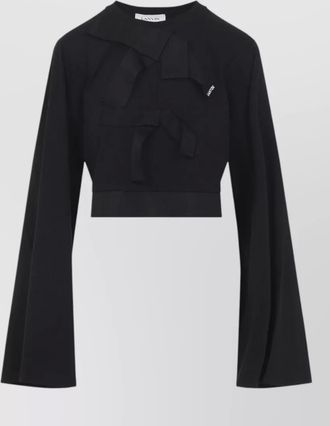 Lanvin grosgrain bow cotton cropped top