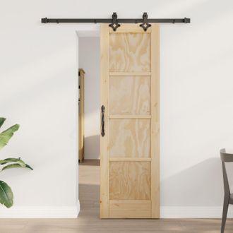 Berkfield Home Sliding Door with Hardware Set ORKDAL Solid Wood Pine in Beige