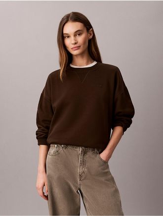 Calvin Klein Jeans Calvin Klein Womens Monogram Fleece Crewneck Sweatshirt - Brown - XL