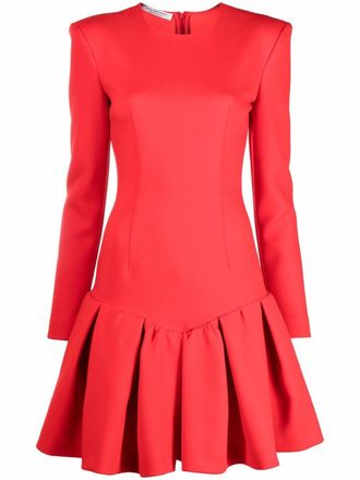 Philosophy di Lorenzo Serafini pleated hem long-sleeve dress - women - Polyester/Polyester - 44 - Red