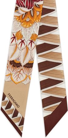 Ferragamo Foulard in seta a fiori - Toni neutri