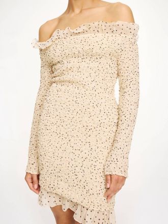 By Malene Birger Corinette Off The Shoulder Mini Dress In Polka Dot Print