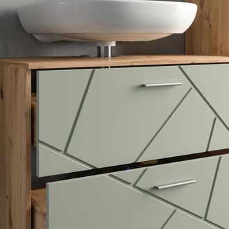 Vicco Mueble Bajo Lavabo Irma, Verde Salvia, 80 X 58.6 Cm Con Cajones, Vicco
