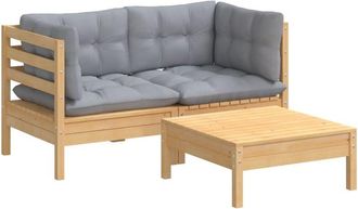 vidaXL Juego De Muebles De Jard&iacute;n 3 Pzas Y Cojines Madera De Pino Vidaxl