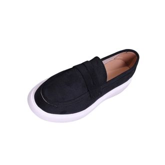 Generic Ladies Loafers Wide Fit Walking Shoes Round Toe Stylish Classic Versatile Breathable Comfortable Slip On Casual Shoes Work Shopping Black