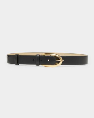Givenchy Round Buckle Leather Belt, 30mm