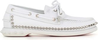 Christian Louboutin Witte Bootschoenen met Noppen - Dames - Bootschoenen - Wit - 37 EU - Leer - Schoenen
