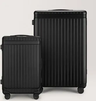Carl Friedrik Check-in and Carry-on Luggage Set - Polycarbonate and Aluminium - Black