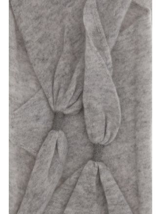 Brunello Cucinelli Cashmere with Monile Embroidery Scarf - Gray