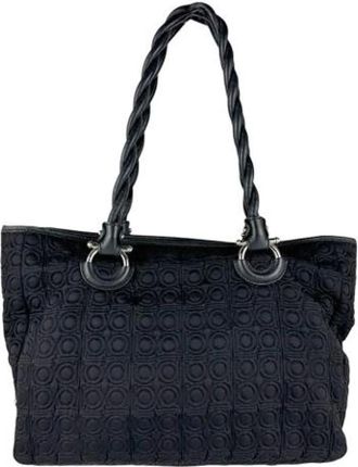 Ferragamo Pre-owned Tote Bags, female, Black, Size: ONE SIZE Pre-owned Nylon Shoulder Bag