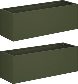 vidaXL Macetero De Jard&iacute;n 2 Uds. Verde Oliva 40 X 20 X 20 Cm Vidaxl