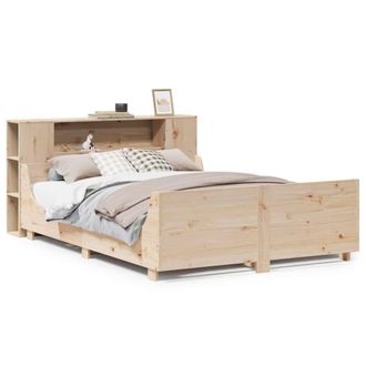 Berkfield Home Bed Frame without Mattress 135x190 cm Double Solid Wood Pine in Light Tan