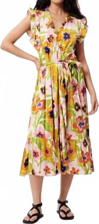 FRNCH Summer Spicy Garden Midi Dress In Yellow Multi