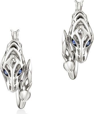 John Hardy Naga Hoop Earrings, Gemstone, 25mm in Silver at Nordstrom