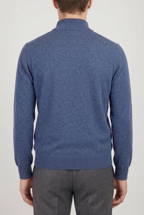 Brunello Cucinelli Half-Zip Wool Sweater - Denim Blue