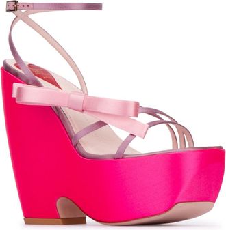 Roger Vivier Womens Platform Wedge Heel Pink Cotton