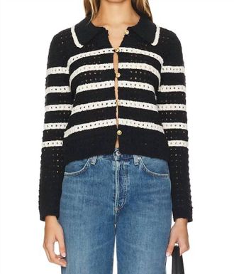 Line & Dot Let Me Be Cardigan In Black/ivory