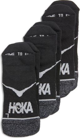Hoka One One Run Assorted 3-Pack No-Show Socks in Black /Black /Black at Nordstrom, Size Medium