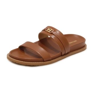 Michael Kors Sliders, female, Brown, Size: 8 US Mandy Flat Sandal