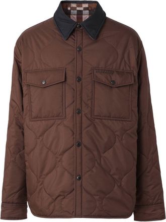 Burberry reversible checked quilted overshirt - men - Polyester/Cotton/Polyester/Polyester - XXXL - Brown