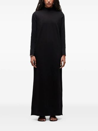 Osklen mock-neck frayed-hem maxi dress - women - Cotton - M - Black