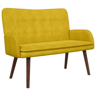 vidaXL Sof&aacute; De 2 Plazas Amarillo 115 X 61 X 87 Cm Terciopelo Vidaxl