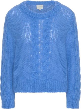 Americandreams Louisa Kabel Gebreide Pullover - Dames - Ronde hals truien - Blauw - M - Wol - Truien & Vesten