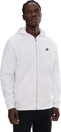 Nike Club Full-Zip Fleece Hoodie Mens Sweatshirt White/White/Black : 2XL, Cotton/Polyester