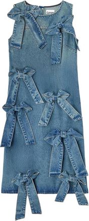 Ganni Round-neck Denim Midi Dress