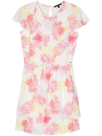 A|X Armani Exchange graphic-print flared dress - women - Viscose/Polyester - 2 - White