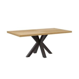 Koketto Home Mesa comedor 160 cm chapa roble patas centrales negras