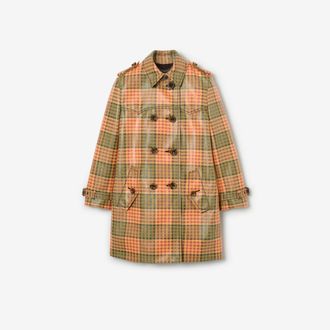 Burberry Short Check Coated Raffiaeffect Summerside Trench Coat