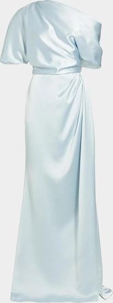 Amsale Draped Satin Off-The-Shoulder Gown